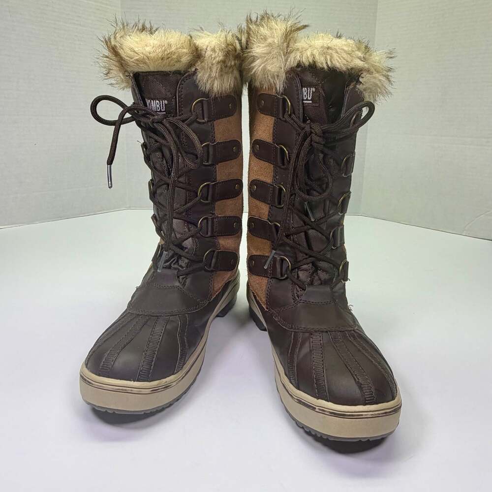 Khombu Women's Nordic 2 Tall Winter Boots, Brown Faux Fur Leather & Man-made Siz - Picture 10 of 13